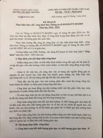 Kế hoạch thực hiện quy chế công khai theo thông tư 09